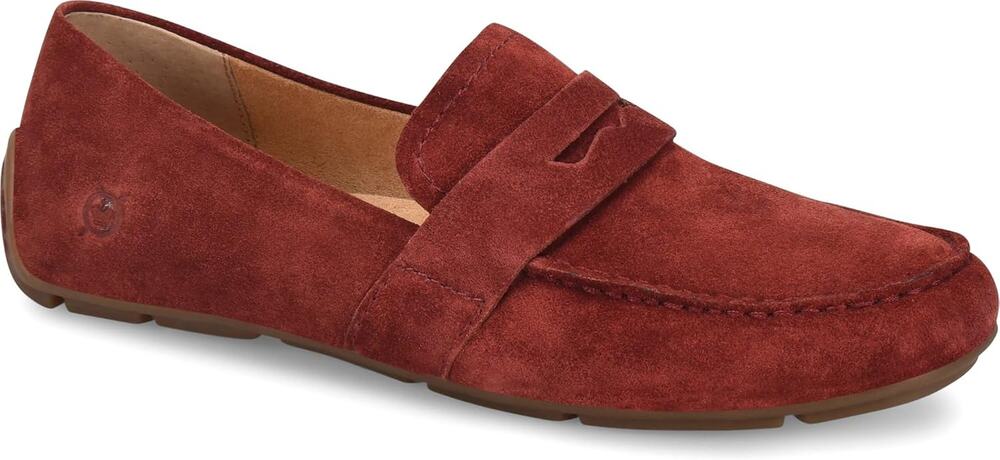 BORN Women's Melinda driving Leather Loafer wine cranberry red suede sz 10 new